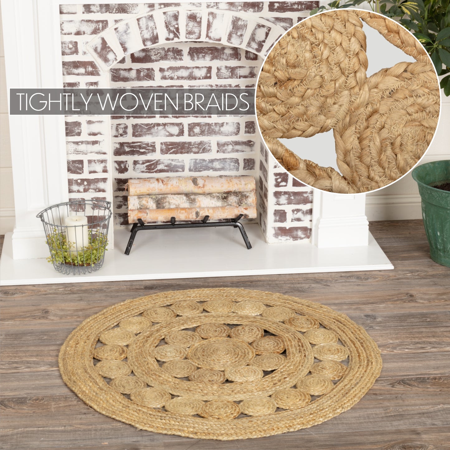 3' Round Open Weave Jute Rug