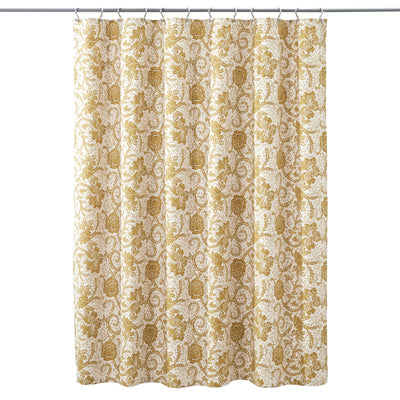 Gold Floral Shower Curtain