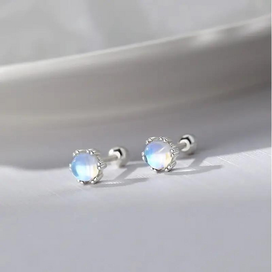 Moonstone Crystal Sterling Siver Earrings