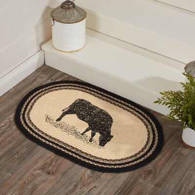 Cow Jute Oval Rug with Rug Pad