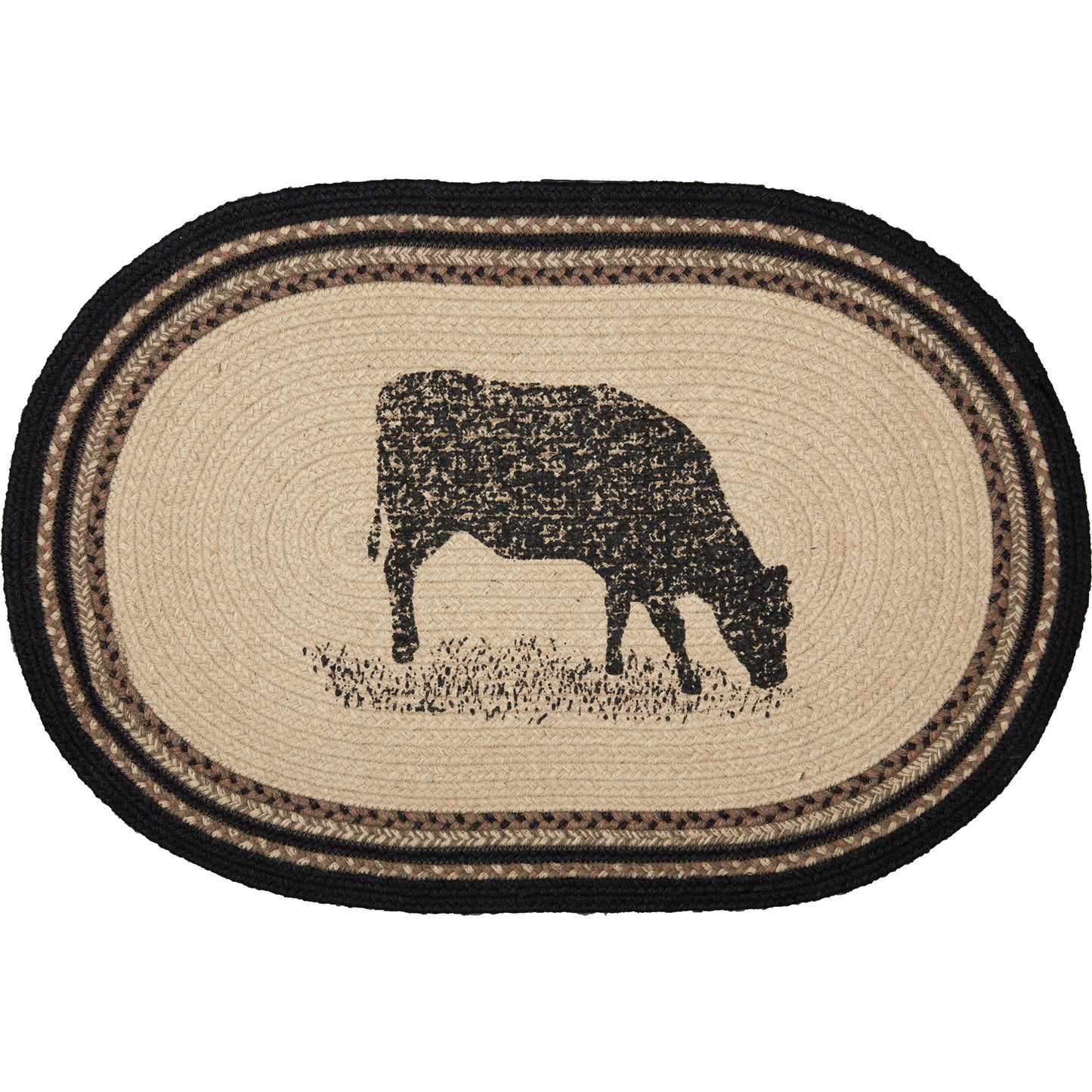 Cow Jute Oval Rug with Rug Pad