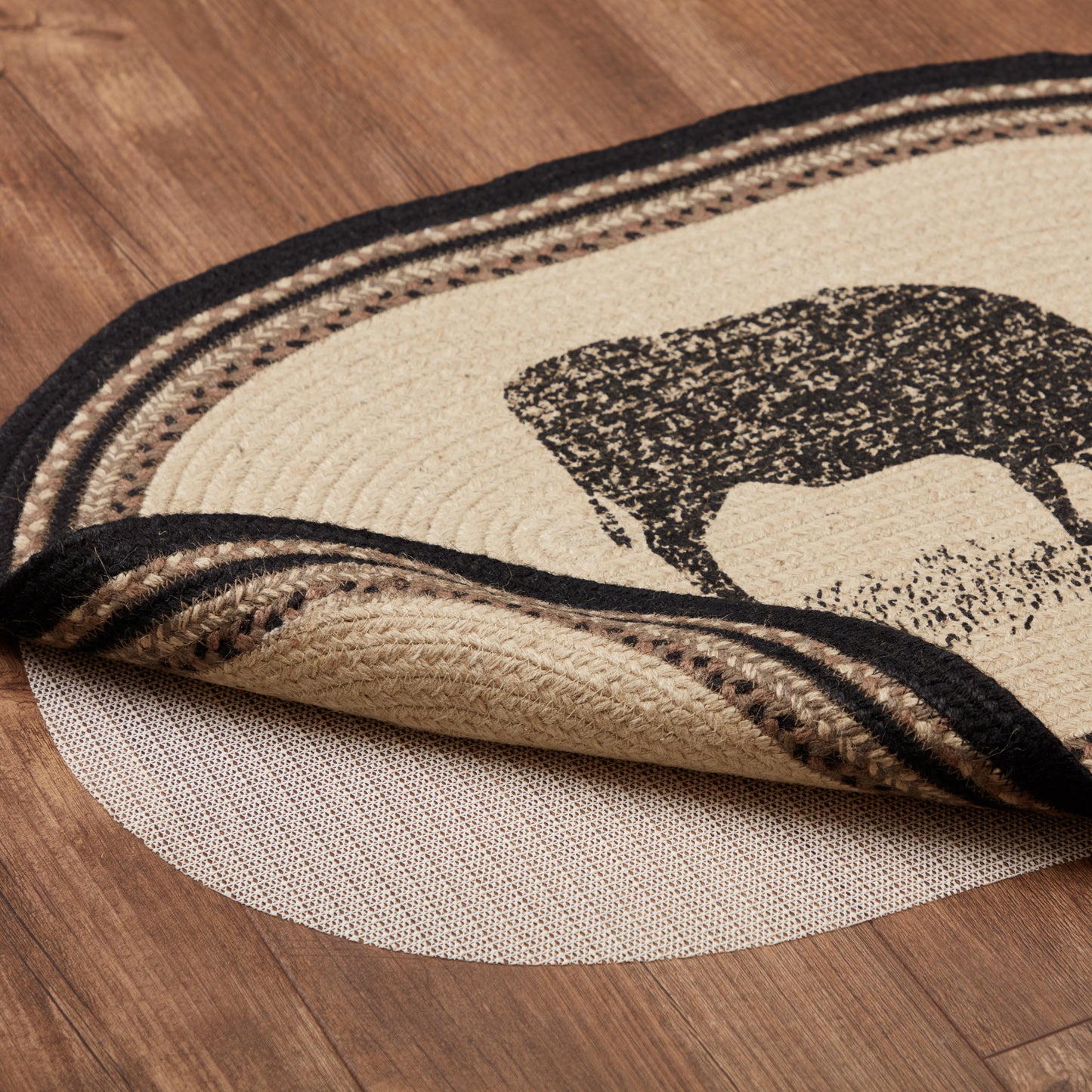 Cow Jute Oval Rug with Rug Pad