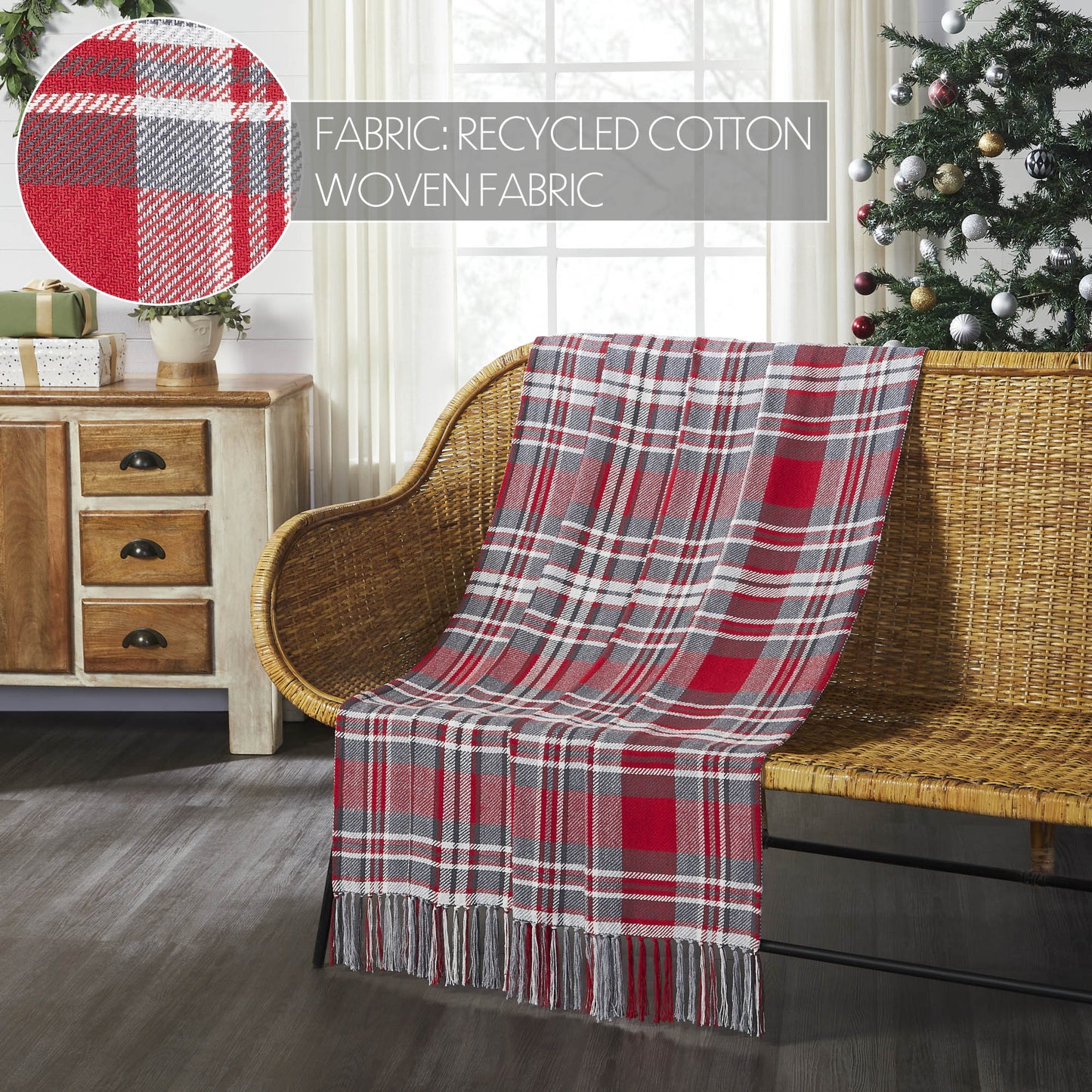 Red & Grey Plaid Throw Blanket