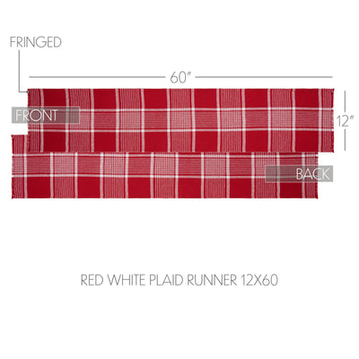 Red Plaid Fringed Table Runner