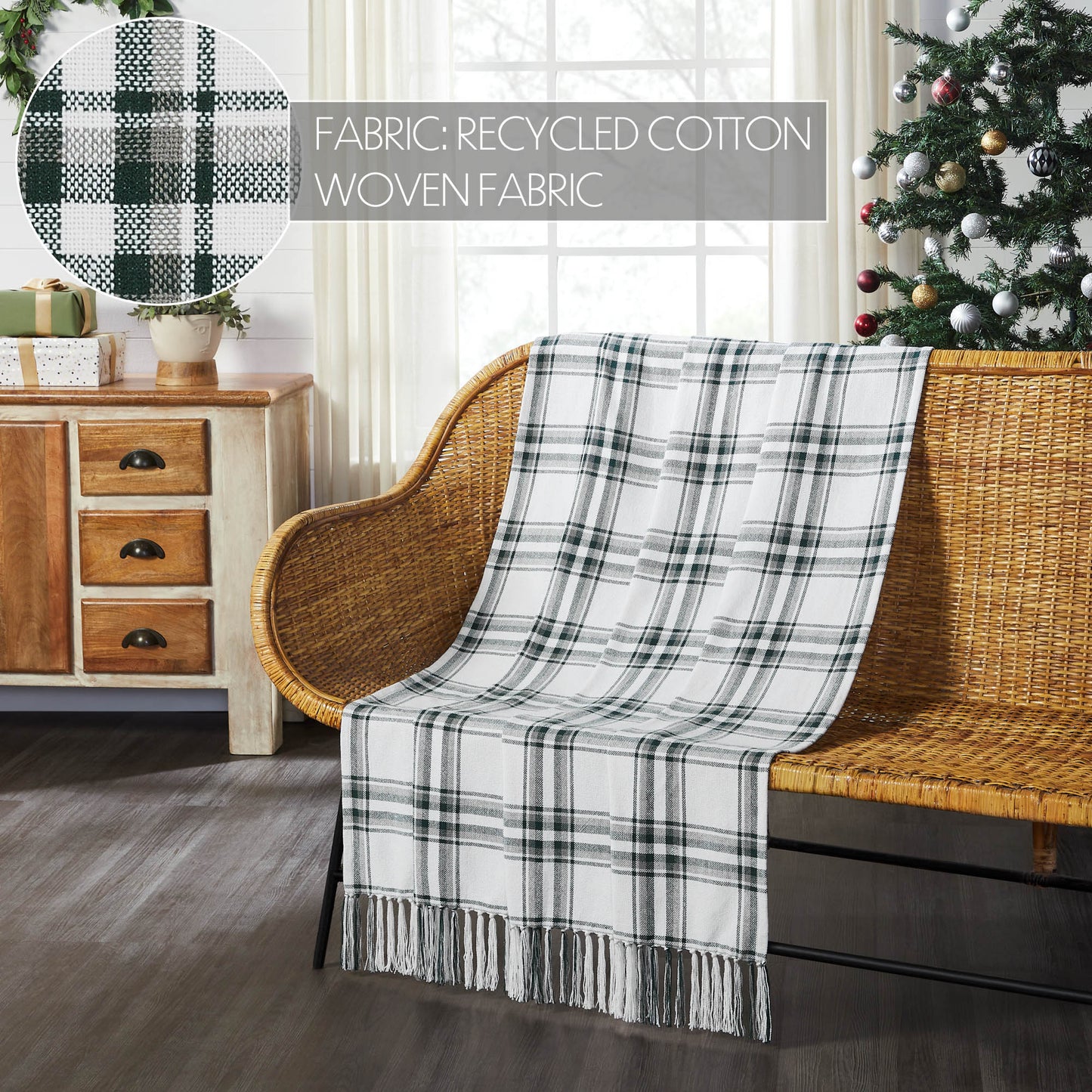 Green Plaid Throw Blanket