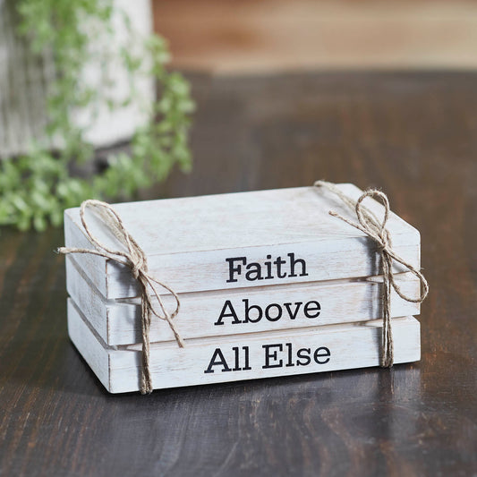 Faith Above All Else Faux Book Set