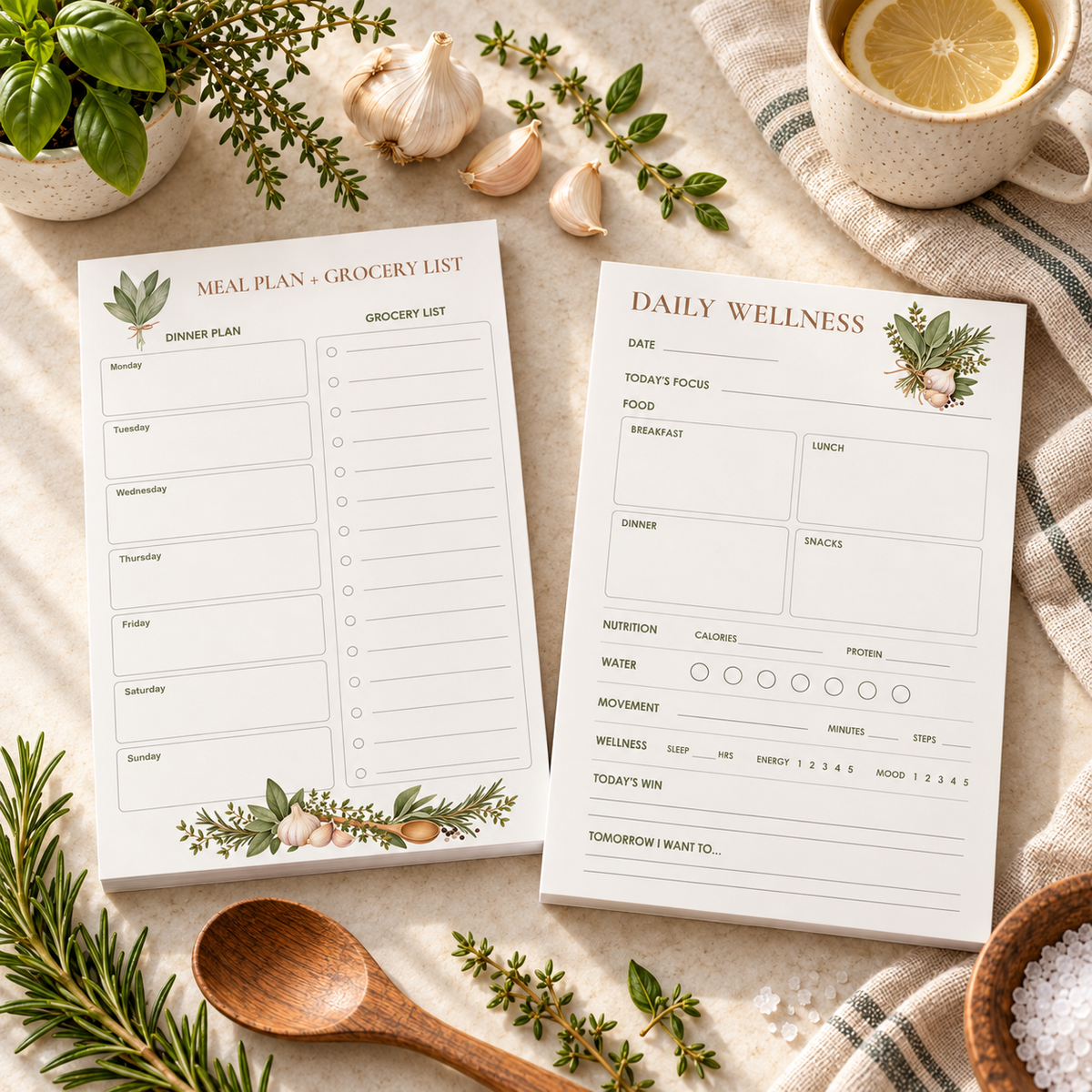 Garden Kitchen Daily Wellness Planning Pad