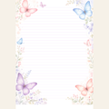 Soft pastel butterflies on lined stationery