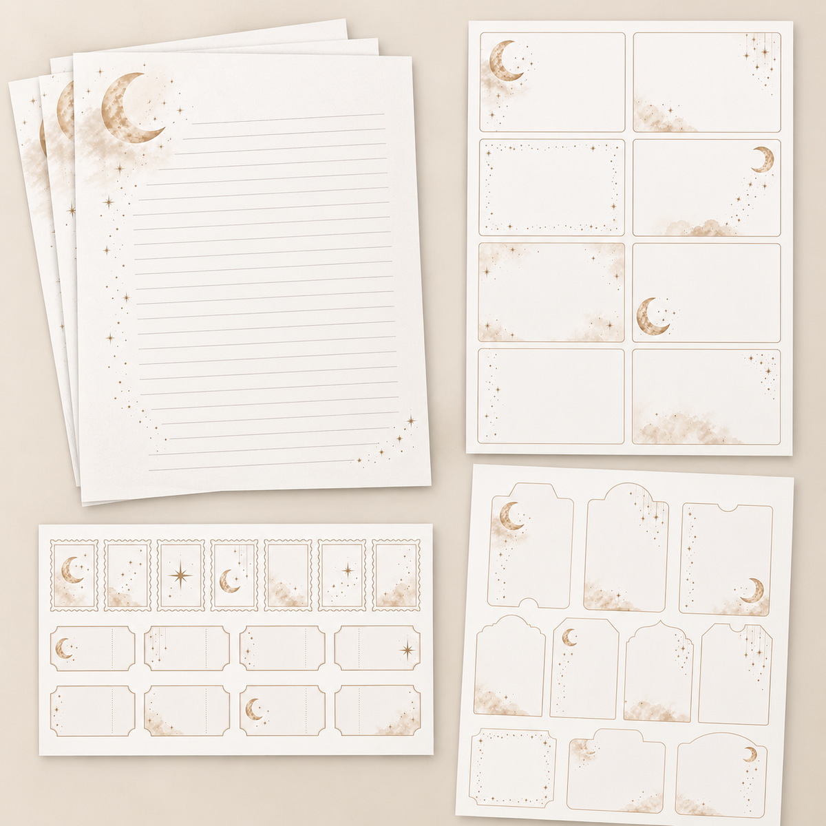 Moonlit Pages stationery with coordinating Paper Bits set