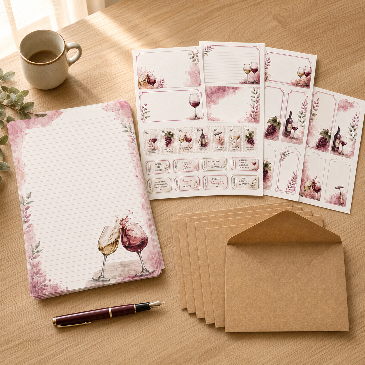 Uncork & Unwind Stationery Set