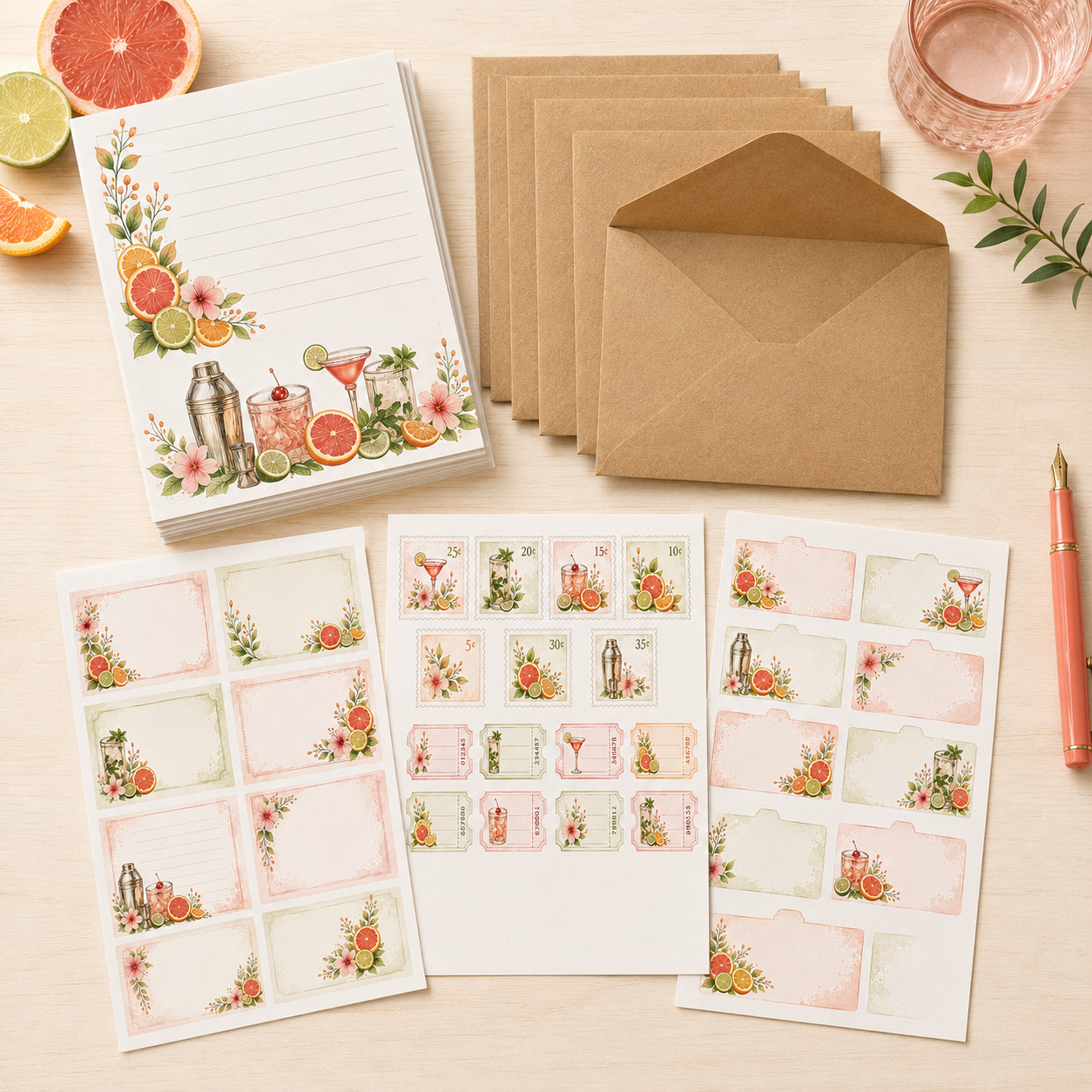 Sip & Bloom Stationery Set