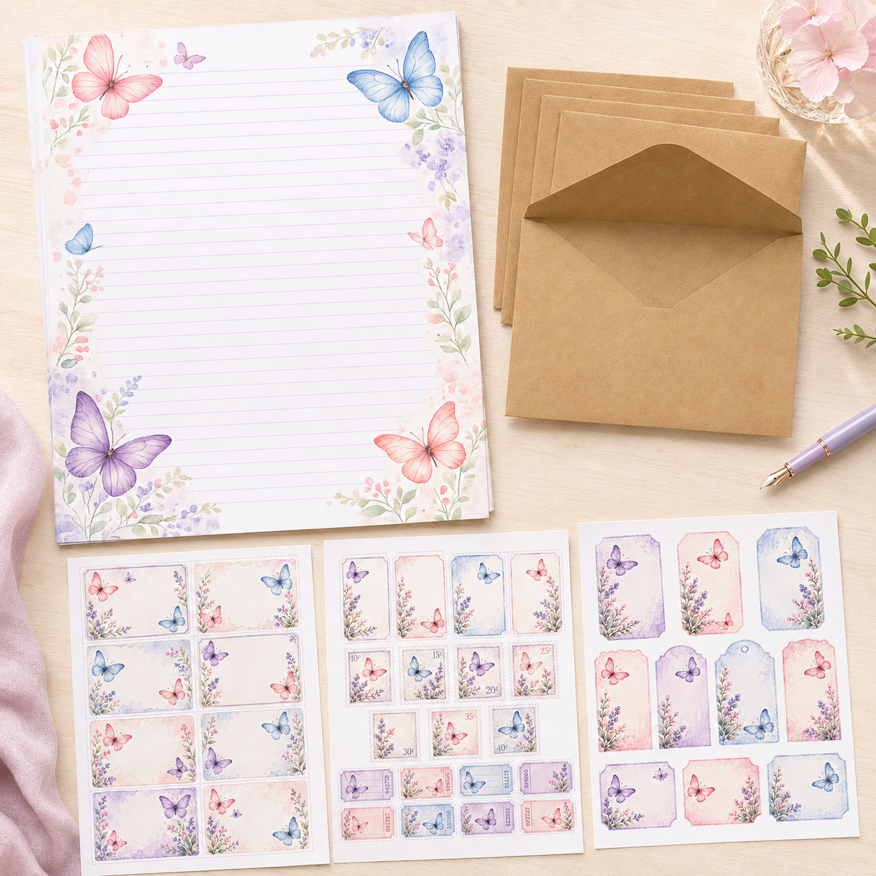 Butterfly Whispers Stationery Set