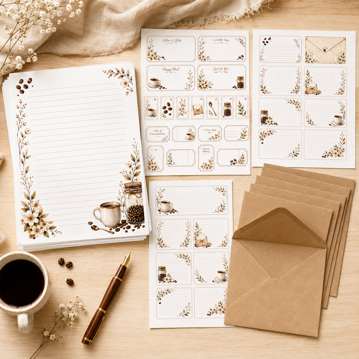 Letters & Lattes Stationery Set