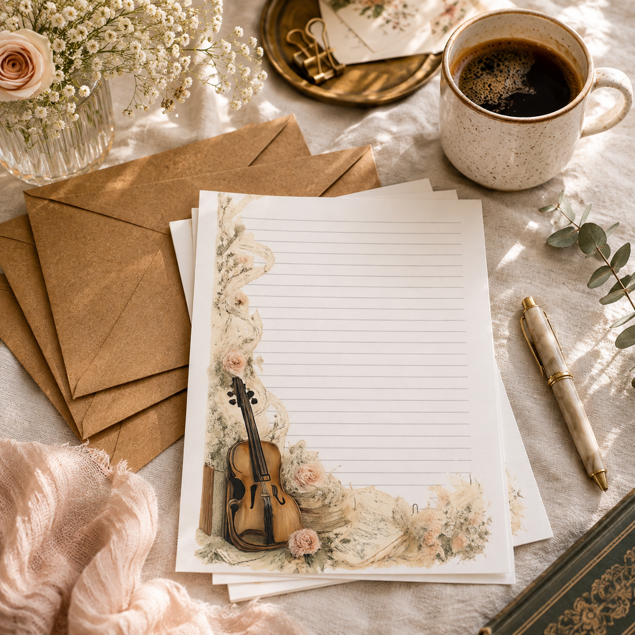 Vintage Melodies Stationery Set