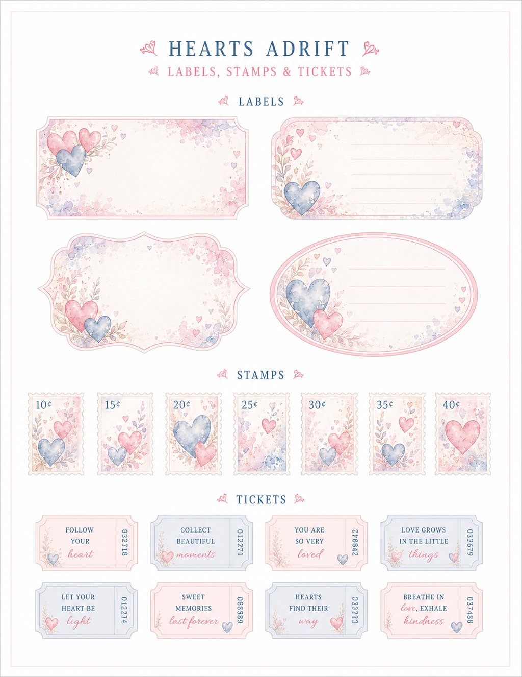 Hearts Adrift Paper Bits