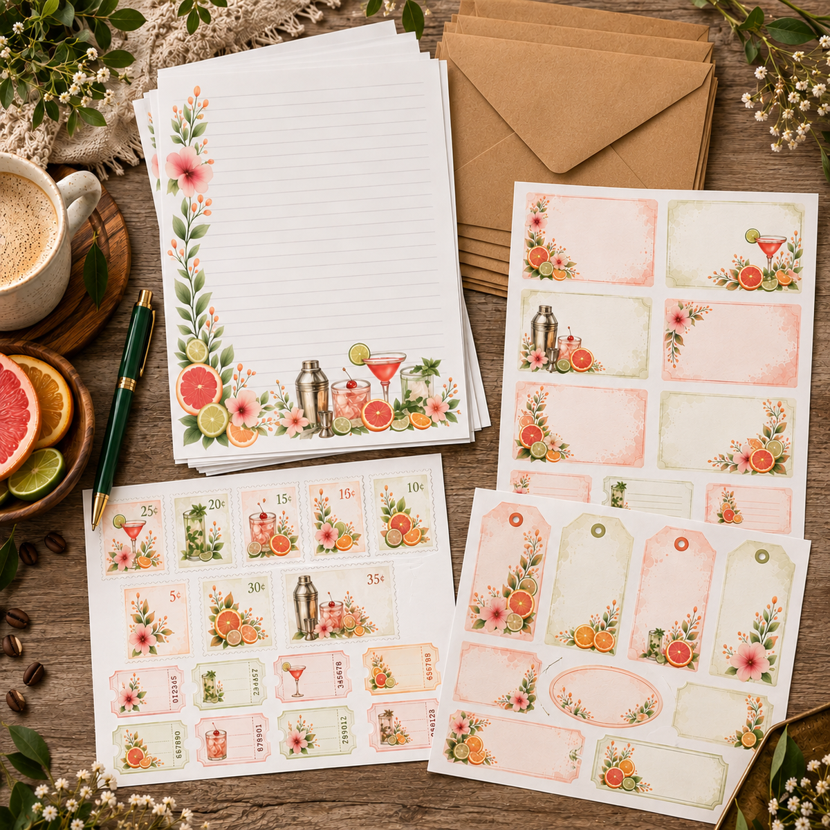 Sip & Bloom Stationery Set