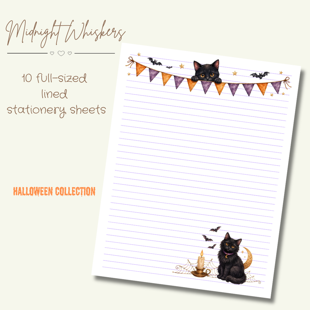 Midnight Whiskers Stationery Set