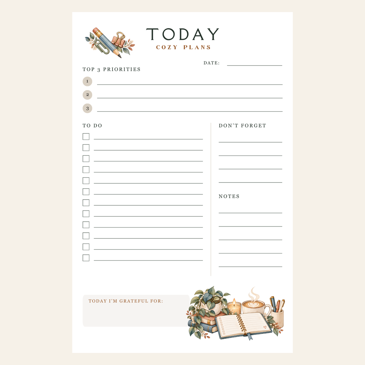 Cozy Plans Planning Pad