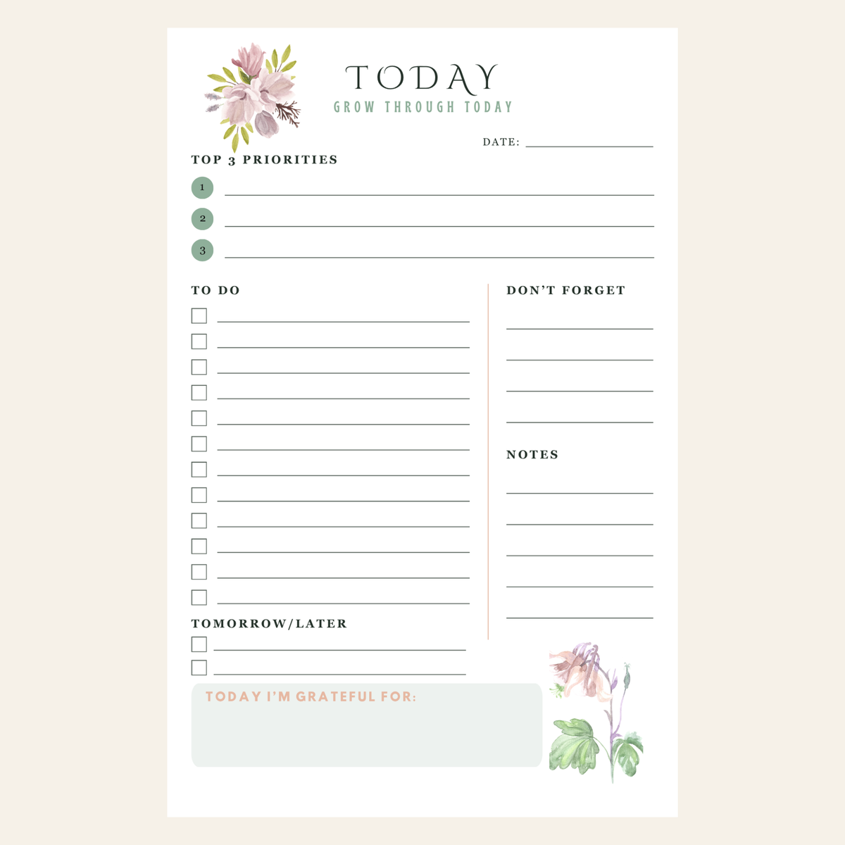 Grow Through Today Planning Pad