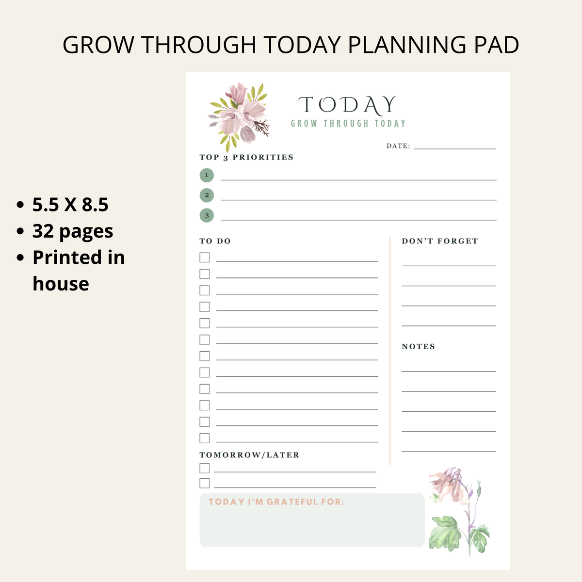 Grow Through Today Planning Pad