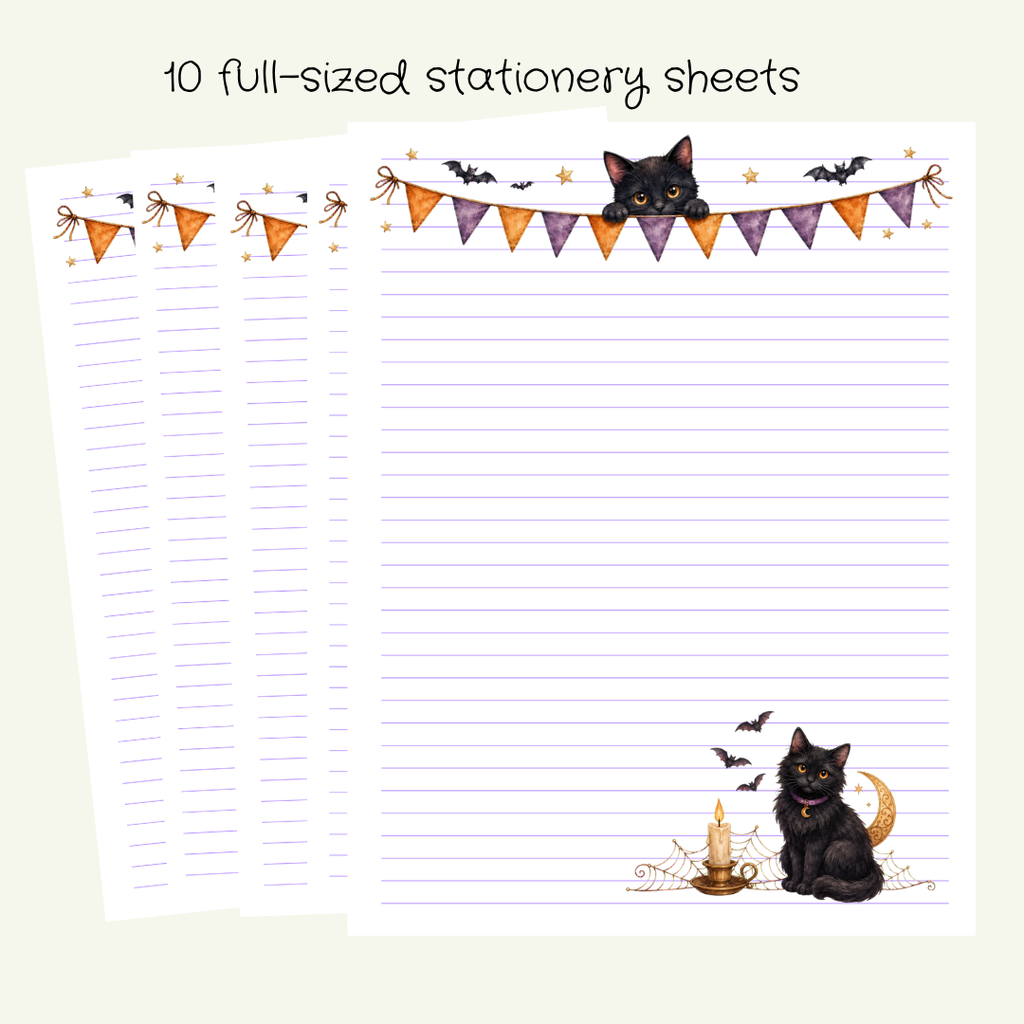 Midnight Whiskers Stationery Set