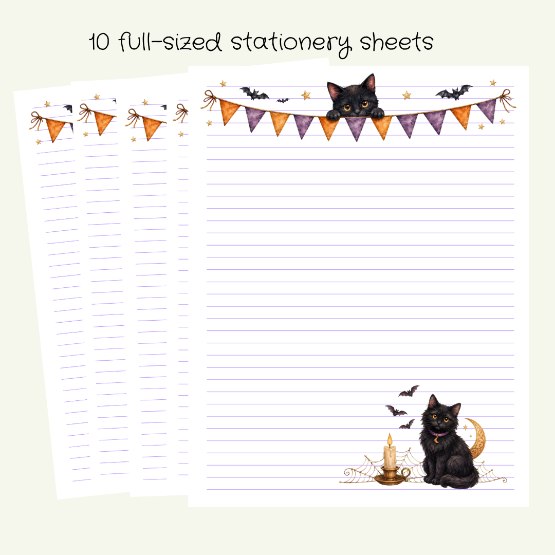 Midnight Whiskers Stationery Set