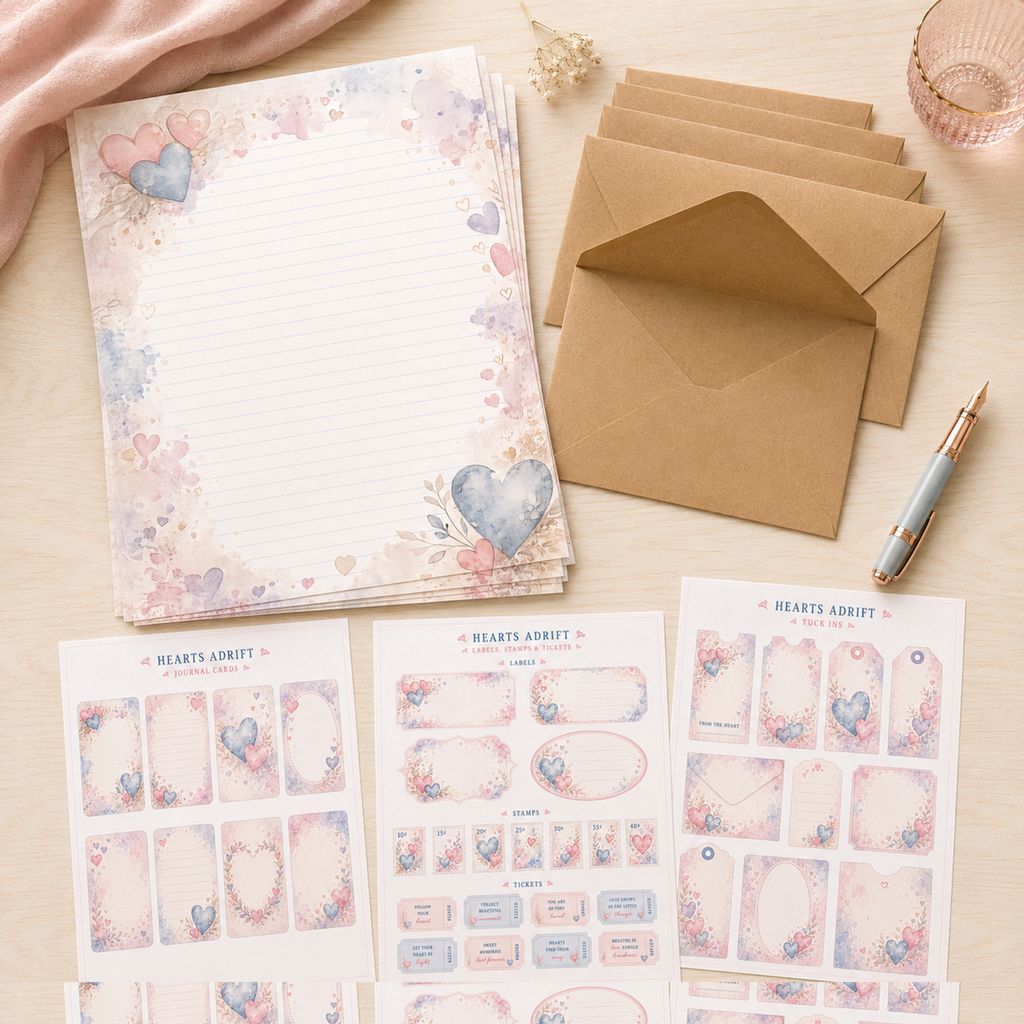 Hearts Adrift Stationery Set