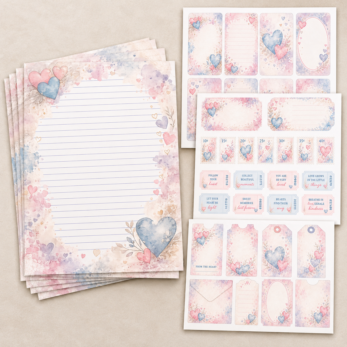 Hearts Adrift Stationery Set