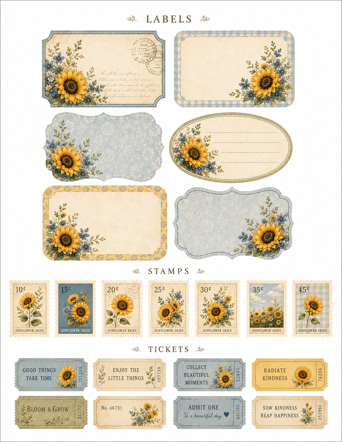 Sunflower Skies Paper Bits