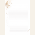 Moonlit Pages lined celestial stationery sheets with crescent moon and stars