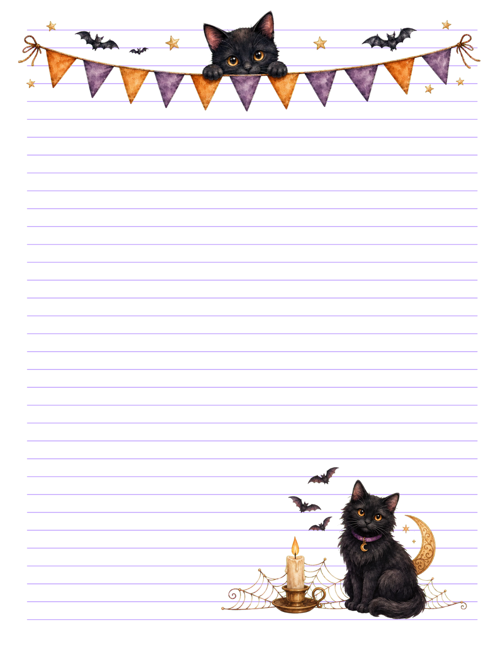 Midnight Whiskers Stationery Set