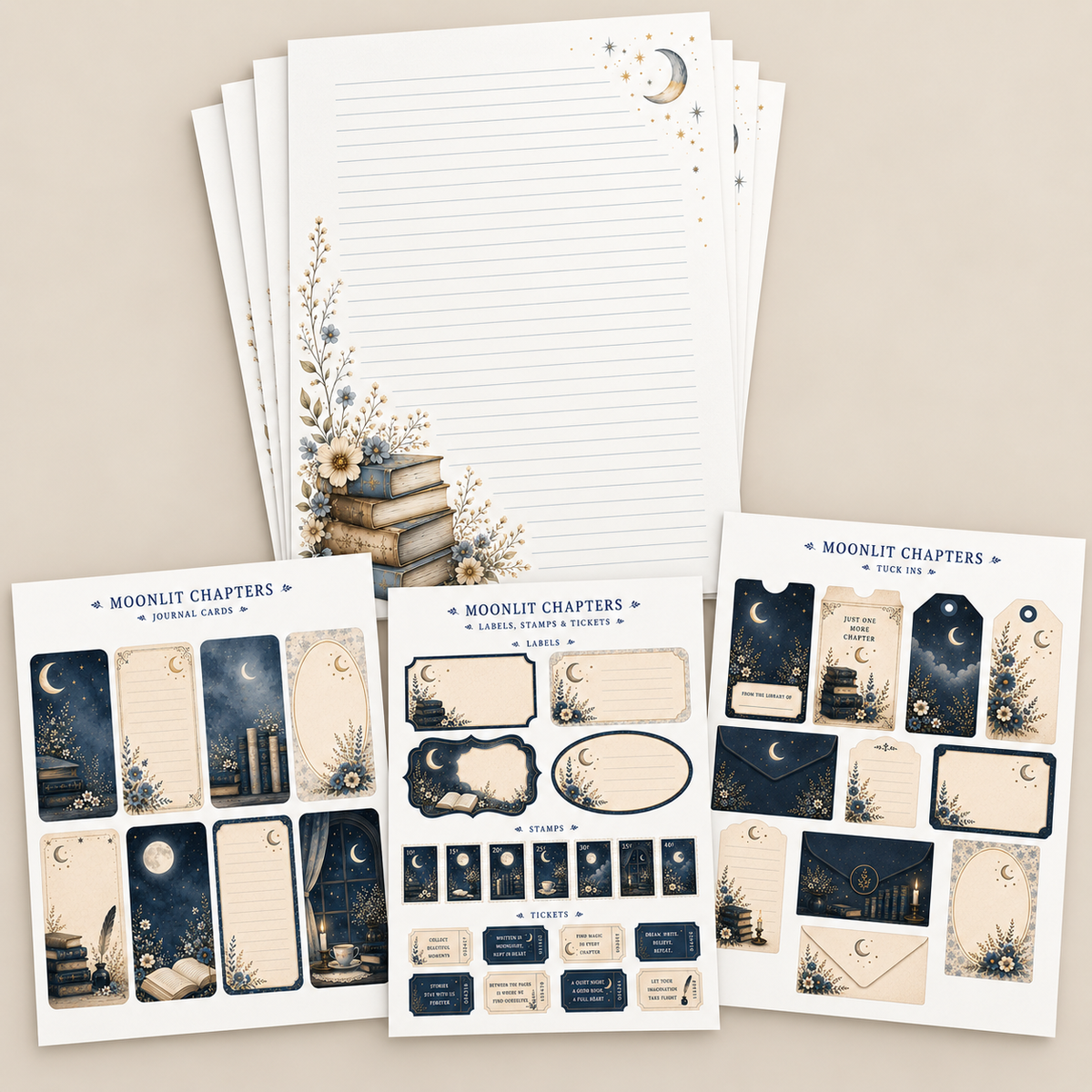 Moonlit Chapters Stationery Set