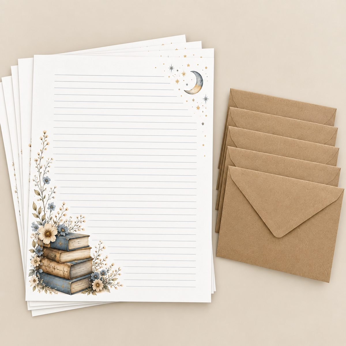 Moonlit Chapters Stationery Set