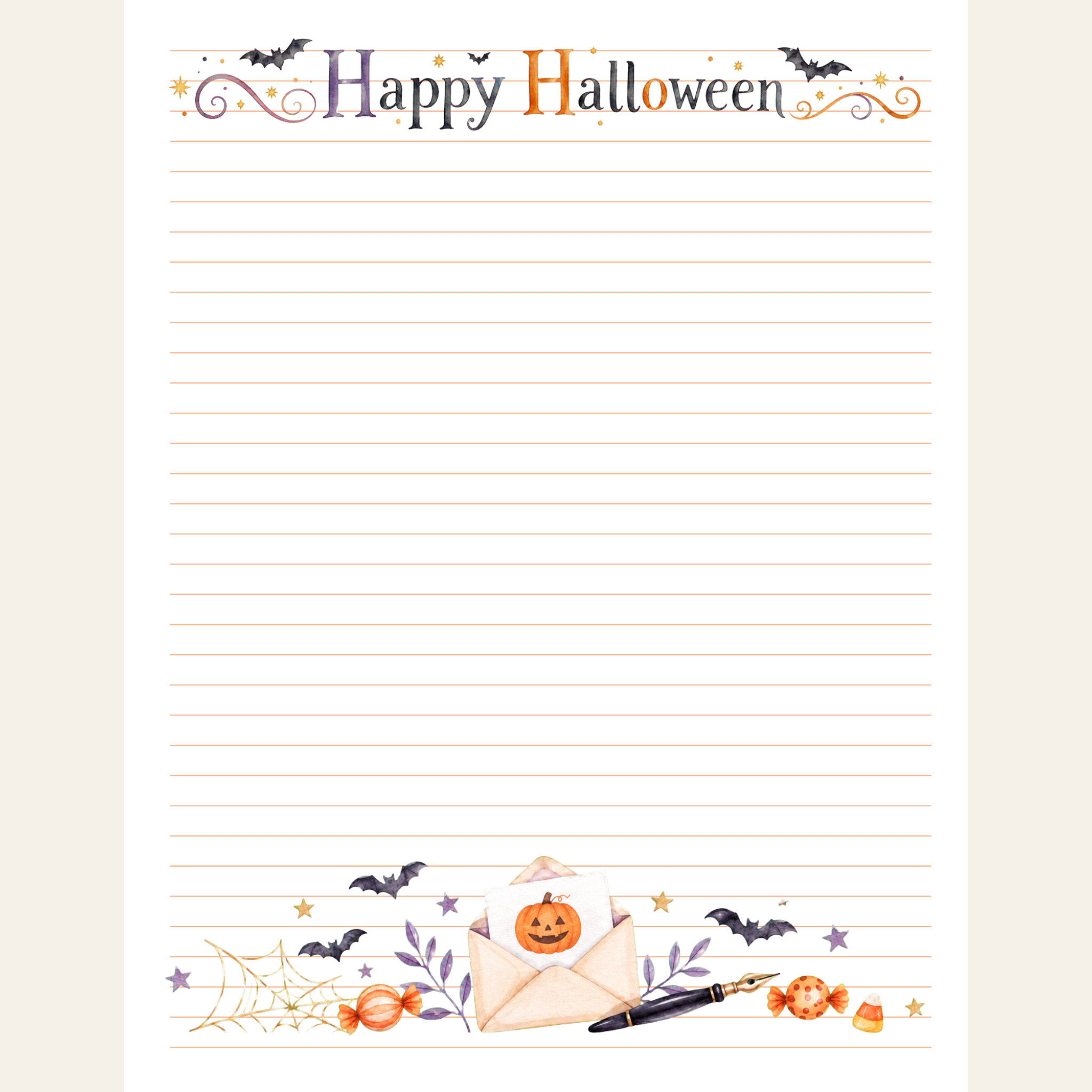Halloween Greetings Stationery Set