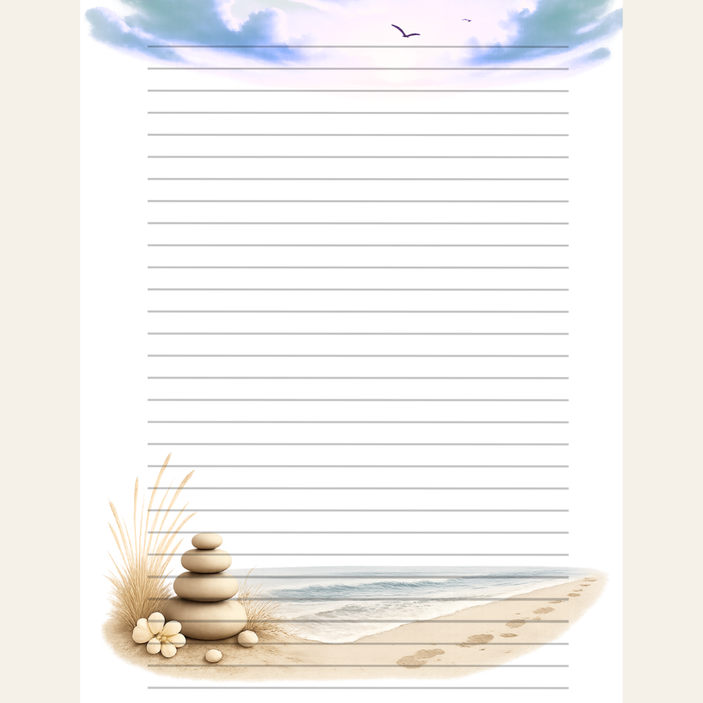 Beach themed lined stationery