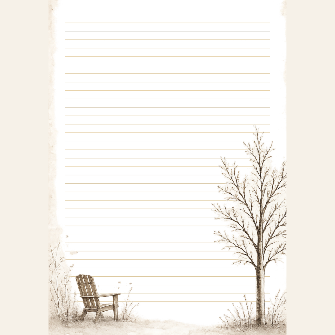 A chair and a tree perfect for reflecting Stationery