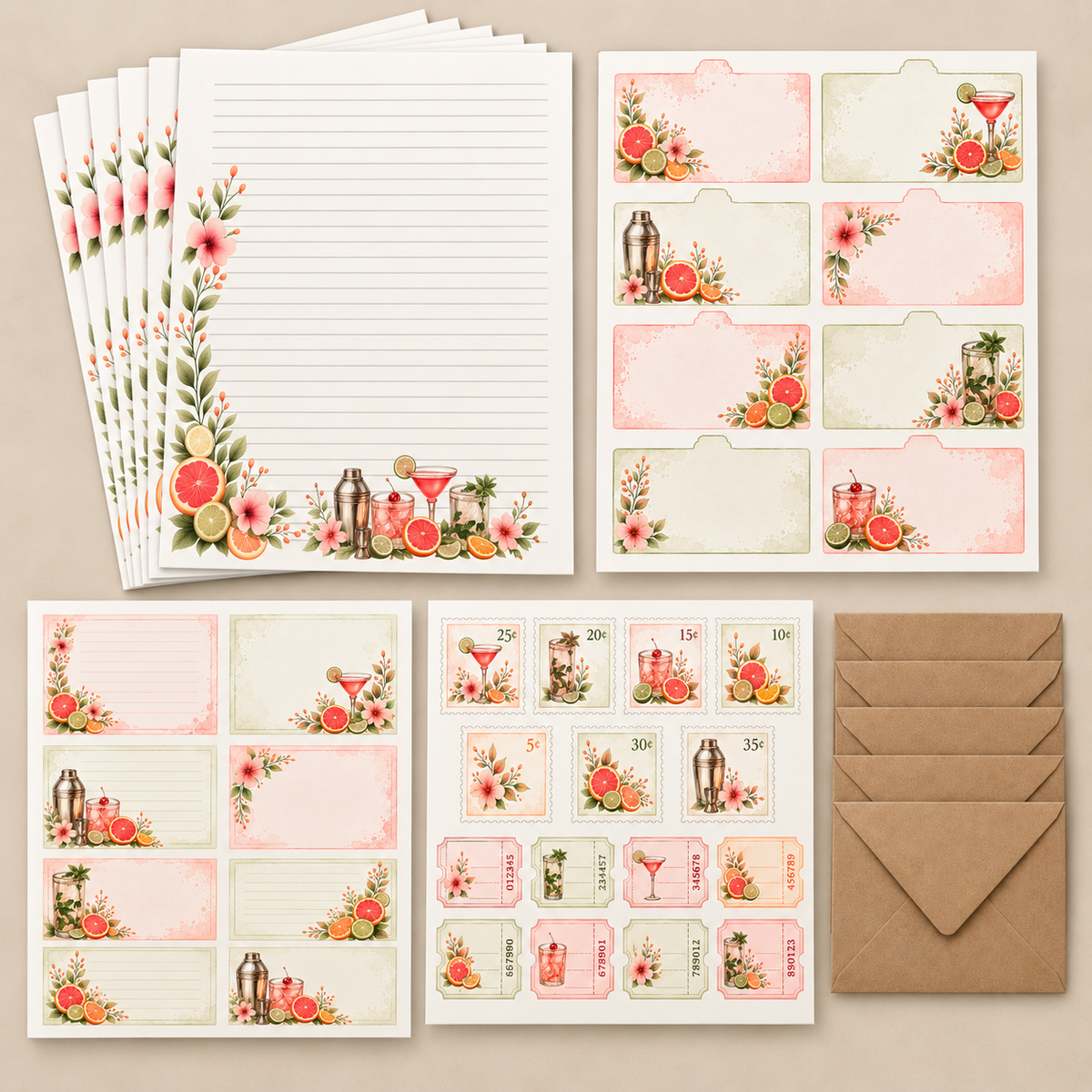 Sip & Bloom Stationery Set