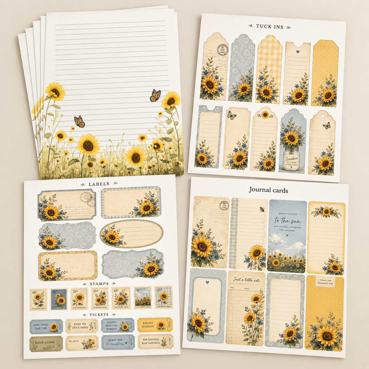 Sunflower Skies Stationery Set