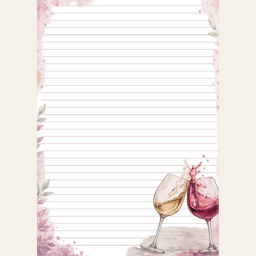 Lined stationery with red and white wine