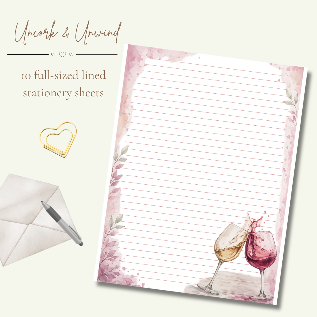 Uncork & Unwind Stationery Set