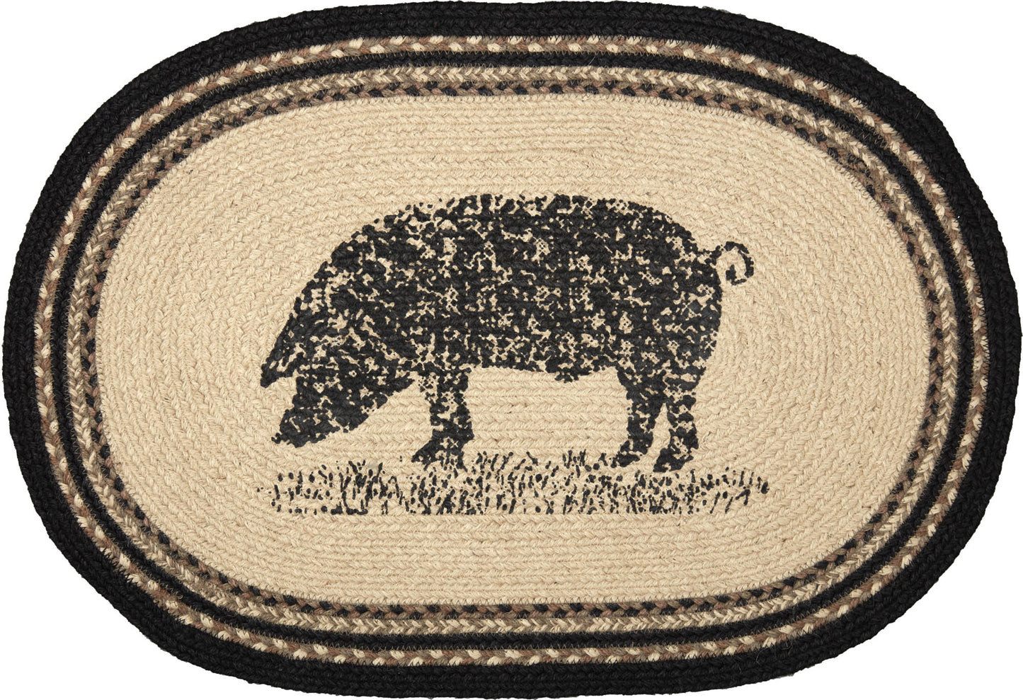 Pig Jute Oval Rug with Rug Pad