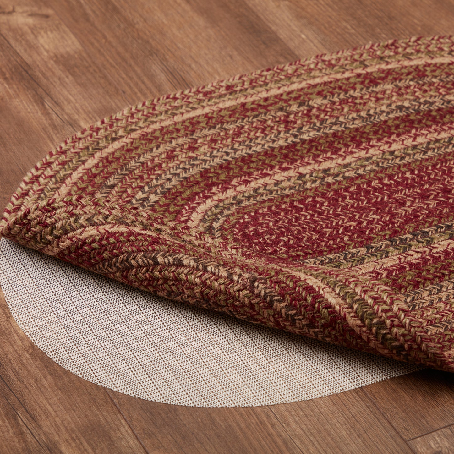 Burgundy Jute Oval Rug with Rug Pad