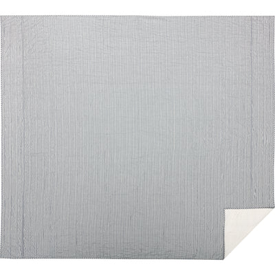 Blue Ticking Stripe Quilt Coverlet