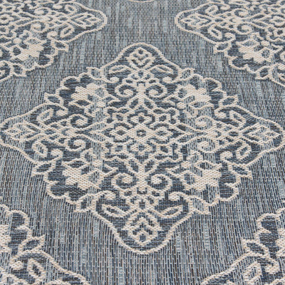 Tremont Lagoon Blue and White Indoor/Outdoor Rug