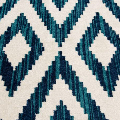 Leah White, Blue & Teal Indoor/Outdoor Rug