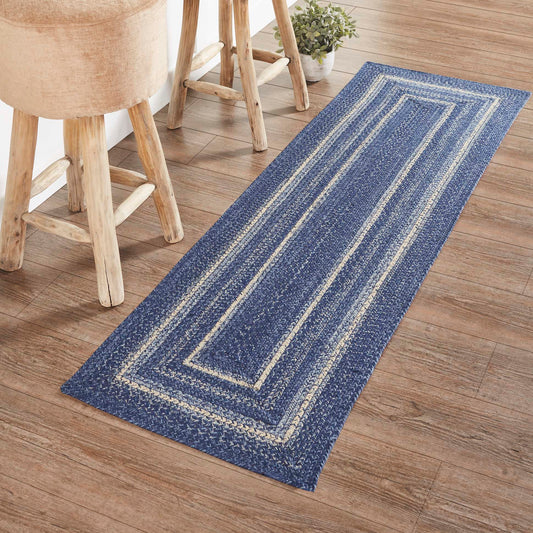 Blue Jute Runner with Rug Pad