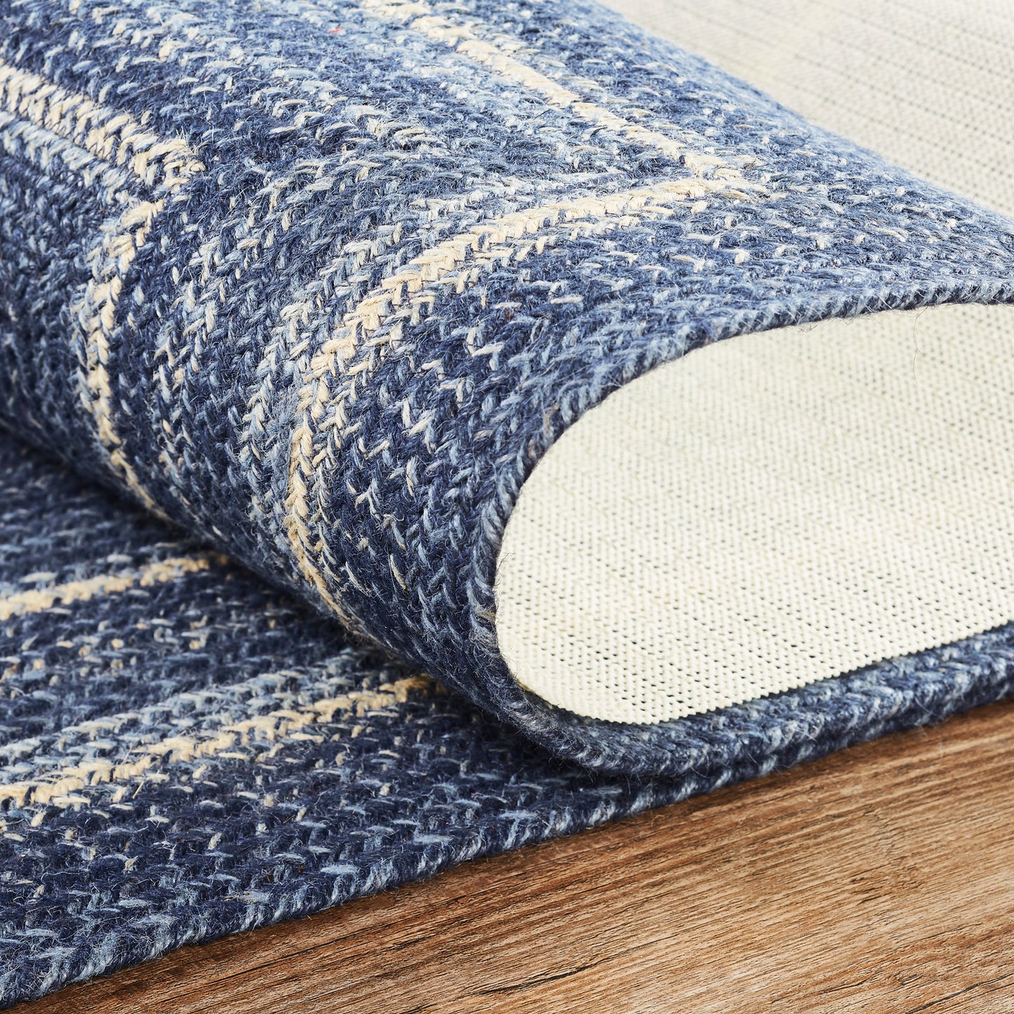 Blue Jute Runner with Rug Pad