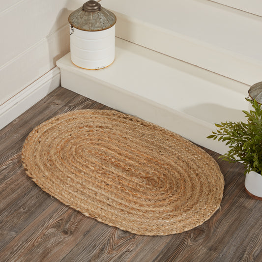 Natural Jute Oval Rug with Rug Pad