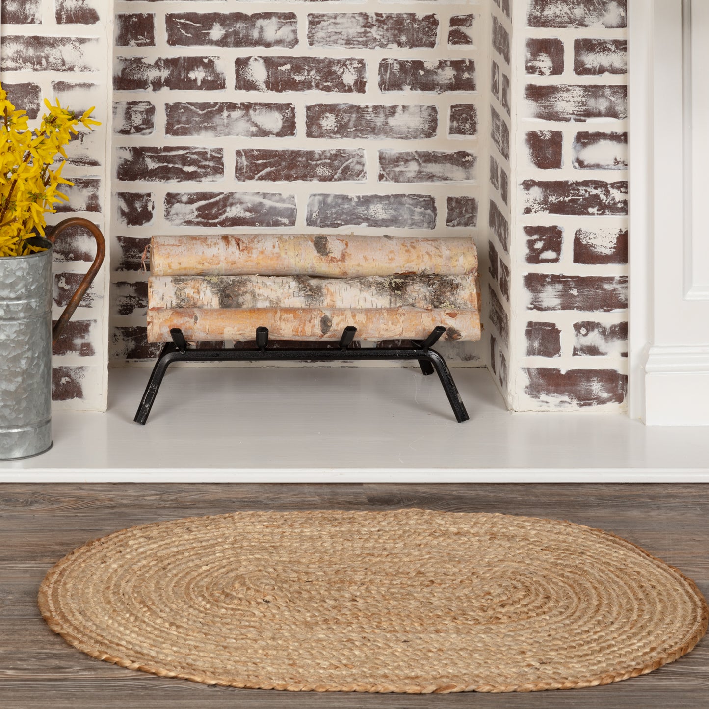 Natural Jute Oval Rug with Rug Pad