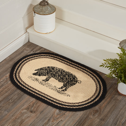 Pig Jute Oval Rug with Rug Pad